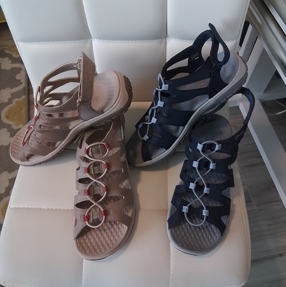 Women's Strappy Sandals - Navy and Tan